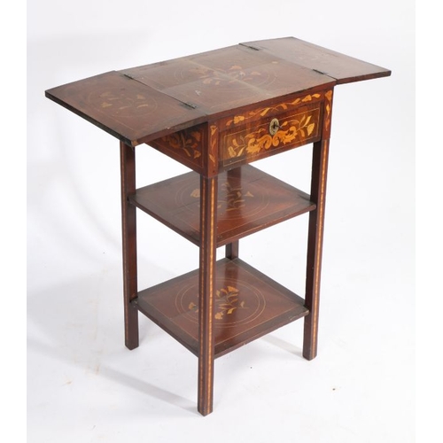 165 - 19th Century Dutch marquetry inlaid washstand, the top with two folding leaves above a frieze drawer... 