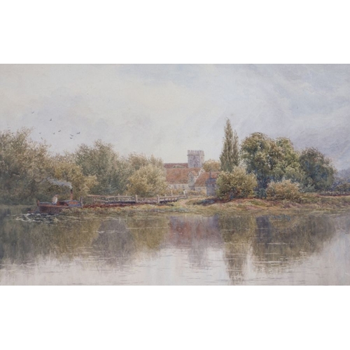 312 - David Law RBA, RPE, (British, 1831-1902)
 River Scene with Church
 signed (lower left), watercolour
... 