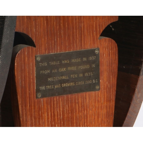 35 - Early 20th Century bog oak drop-leaf table, the rectangular top with two D shaped drop leaves, raise... 