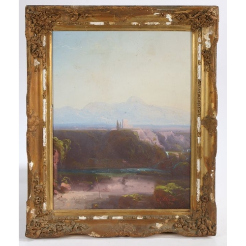 392 - C Schreiber (Continental, 19th Century)
 Mountain Scene with Ruin
 signed and dated 1894 (lower righ... 