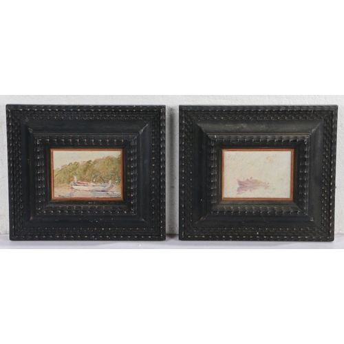 396 - Impressionist School (20th Century)
 Boats
 unsigned, pair of oils on board
 9 x 14cm (3.5 x 5.5in) ... 