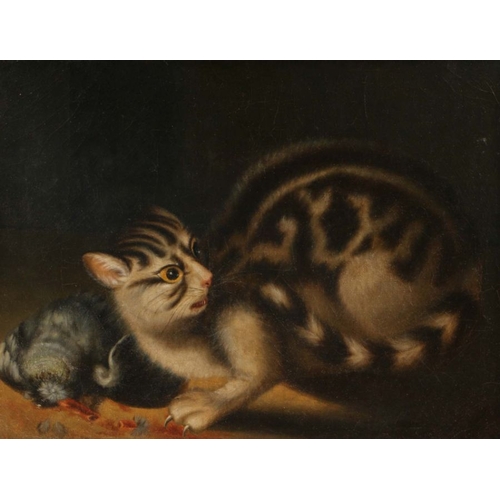 403 - English School (19th Century)
 Scaredy Cat
 oil on canvas
 33 x 44cm (13'' x 17.5'')