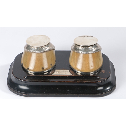 10 - A pair of Victorian silver mounted horse hoof inkwells, London 1874, maker Edward H Stockwell, the h... 