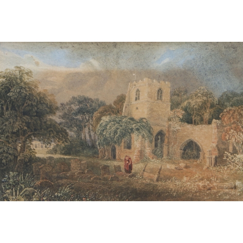 25 - Attributed to John Adams (British, 1840-1906)
 Churches at Ayots St Lawrence 
 watercolour
 8.5 x 13... 