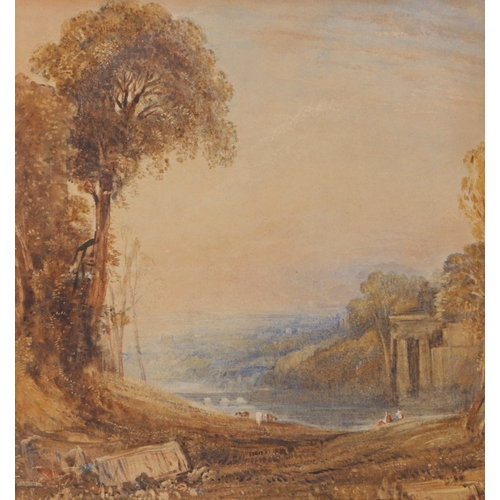 26 - George Barret Jnr (British, 1767-1842)
 Classical Scene circa 1820
 watercolour
 16 x 12cm (6.5