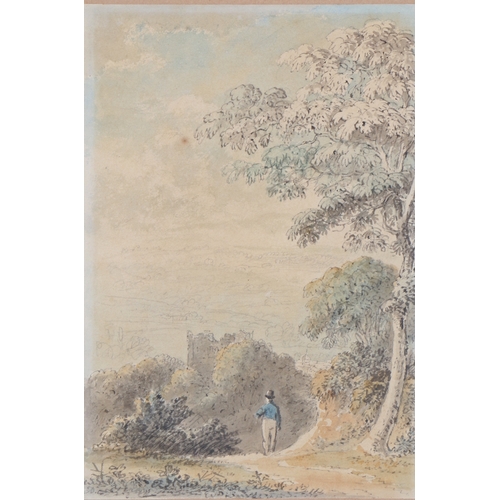 33 - Anthony Devis (British, 1729-1817)
 Overlooking Farnham
 initialled (lower left), watercolour
 14 x ... 