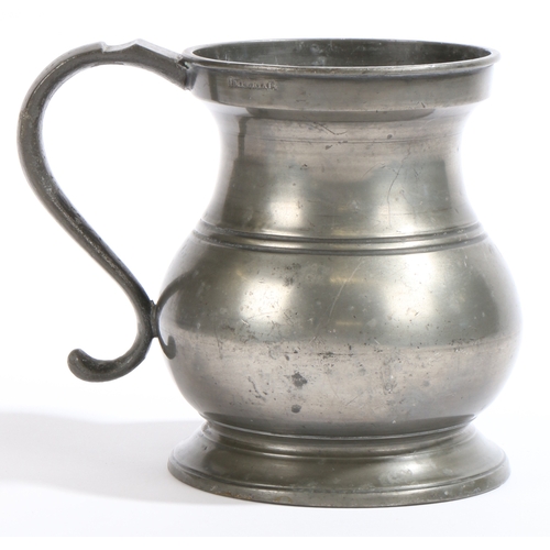 129 - A 19th century pewter Imperial quart bulbous measure, circa 1830-50

 Of typical form, stamped Impe... 