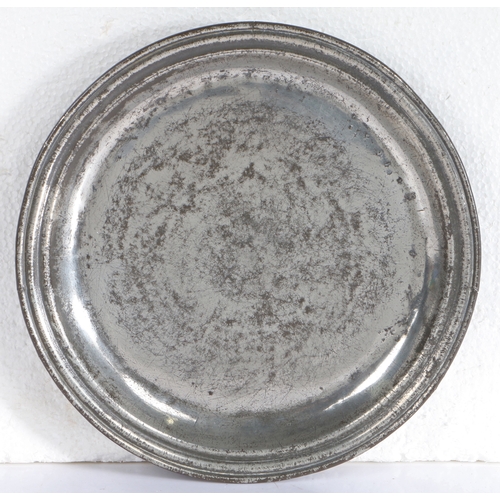 134 - A William & Mary pewter multi-reeded narrow rim plate, circa 1690

 Apparently unmarked, ownership t... 