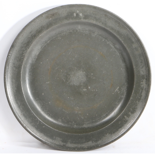 137 - A George II pewter single-reed rim dish, Devon, circa 1750

 With touchmarks to rear of Richard Cumi... 