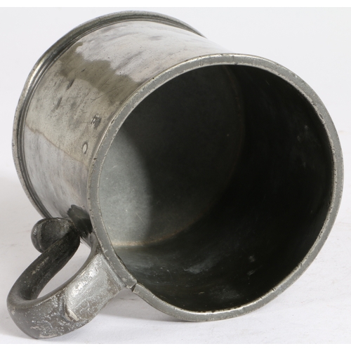 158 - A George II/III pewter mug, circa 1740-70

 Of squat, straight-sided form, with lip and reeded footr... 