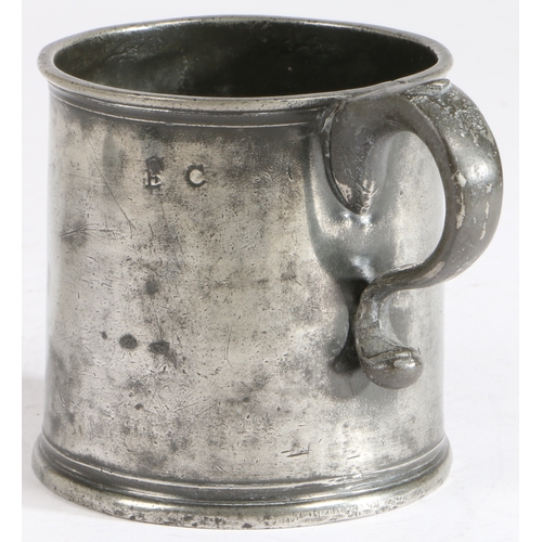 158 - A George II/III pewter mug, circa 1740-70

 Of squat, straight-sided form, with lip and reeded footr... 