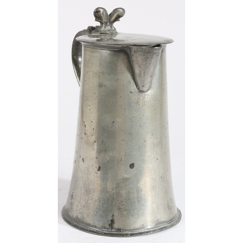 163 - A rare William & Mary/Queen Anne pewter flat-lid spouted flagon, Northumberland, circa 1700-10

 Hav... 