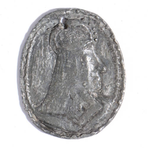 174 - Civil War Interest: A Charles I Royalist pewter medallion, circa 1642-49

 Of oval form, cast with a... 
