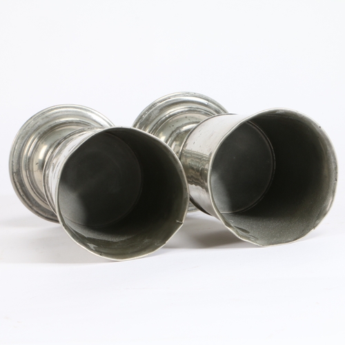 179 - A rare pair of 18th century pewter communion cups, Irish, circa 1770-90

 Each with a deep and taper... 