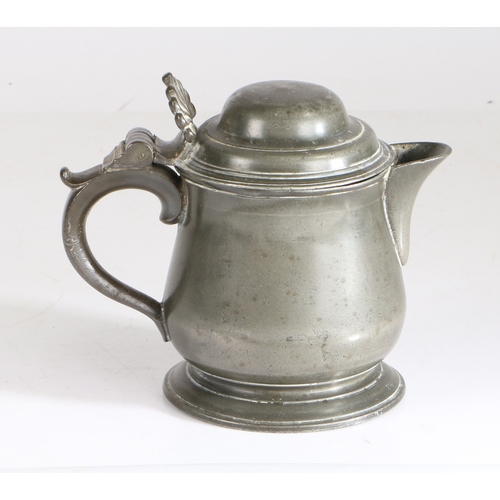 19 - A George III pewter domed-lidded spouted measure, possibly Bewdley, circa 1770

 Having a squat tuli... 