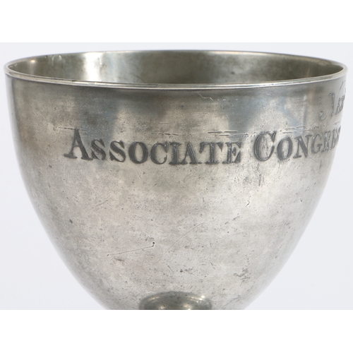 196 - A George III pewter communion cup, Scottish, dated 1795

 Having a large bowl, on an inverted acorn-... 