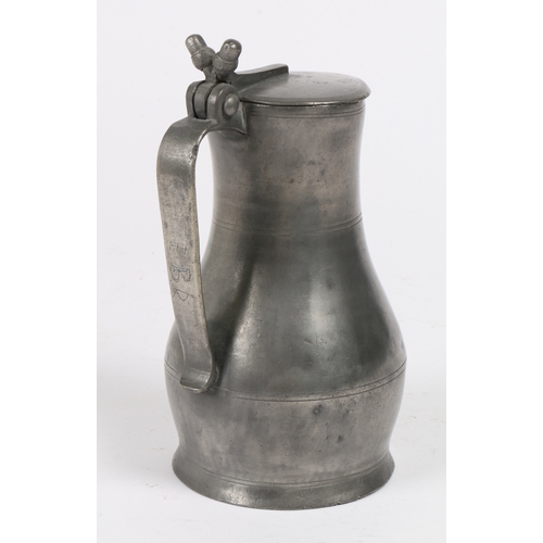 206 - A George II/III pewter quart Jersey measure, circa 1750-1800

 Type 1 (Woolmer), the pear-shaped bod... 