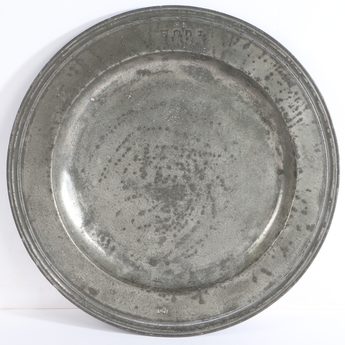 213 - A William & Mary pewter multiple-reeded dish, circa 1690

 With hallmarks to front rim and touchmark... 