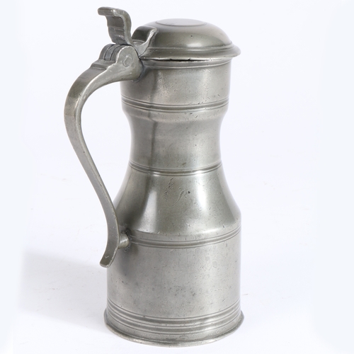 214 - A George III pewter mutchkin tappit hen, Glasgow, circa 1800

 The body of typical shouldered form, ... 