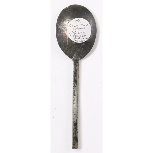 232 - A Charles II pewter slip top spoon, circa 1680

 Having a relatively straight flattened-hexagonal st... 