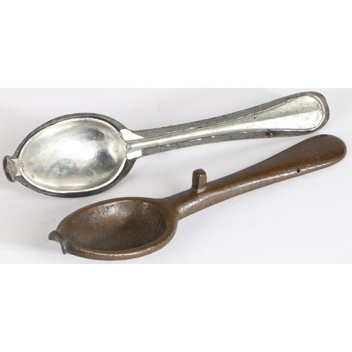 245 - A George III bronze-alloy spoon mould, circa 1760

 Typically in two parts, scratch ownership initia... 