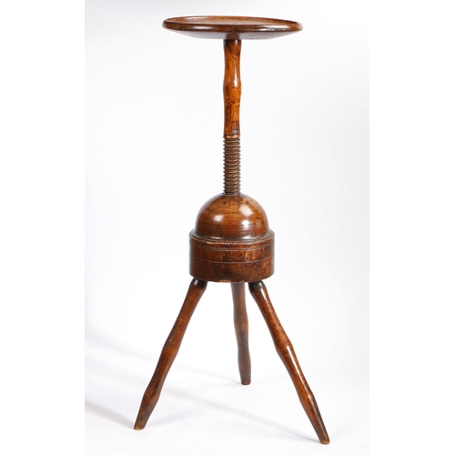 272 - A George III elm and ash turners adjustable tripod stand, Welsh, circa 1800

 Having a circular dis... 