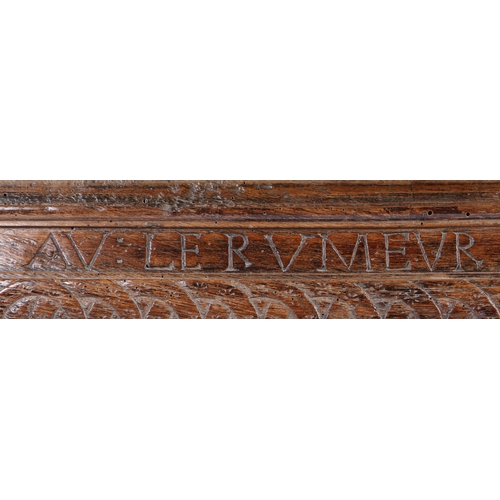 287 - A mid-17th century oak coffer front, named and dated 1641, Breton, France, possibly Tregor,

 Having... 