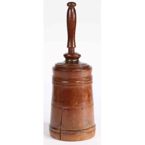 289 - A George III fruitwood hand-held cream/butter churn, circa 1800

 Having a tapering drum, with linea... 