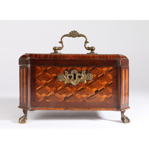 290 - A good 18th century kingwood and parquetry-inlaid tea caddy, in the manner of Abraham Roentgen (1711... 