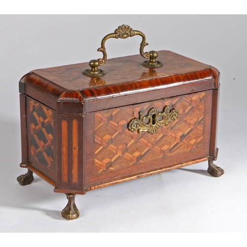 290 - A good 18th century kingwood and parquetry-inlaid tea caddy, in the manner of Abraham Roentgen (1711... 