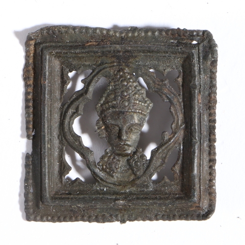 3 - A good 14th century pewter pilgrim badge, St. Thomas Becket, circa 1350 

 The mitred bust of the sa... 