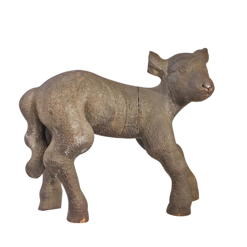 337 - A charming 18th century carved oak life-size lamb, English

 Realistically modelled standing, ears b... 