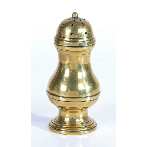 488 - A George III heavy brass castor, circa 1770-1800

 Of baluster form, the dome screw-fit lid with bal... 