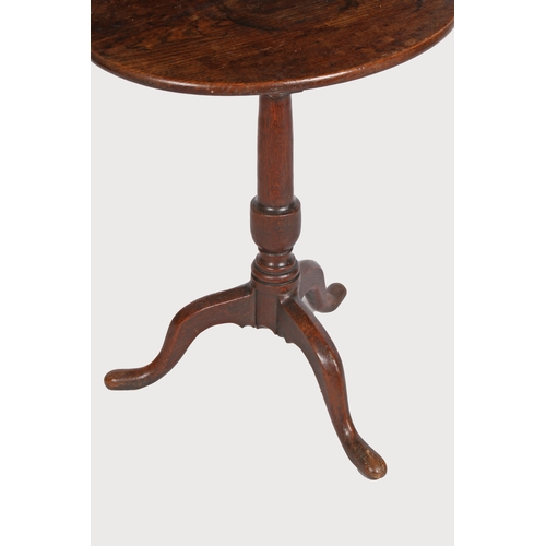 495 - A George III oak tripod occasional table, circa 1780

 Having a tilt-action, oval, one-piece top, a ... 