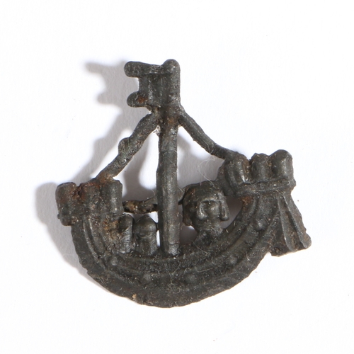 5 - A 14th century pewter pilgrim badge, probably Thomas Becket returning from exile, circa 1350-1400

 ... 