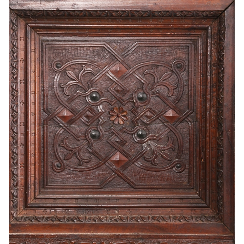 528 - A fine and rare Elizabeth I oak, sycamore, penwork and polychrome-decorated tester bed, circa 1570 a... 