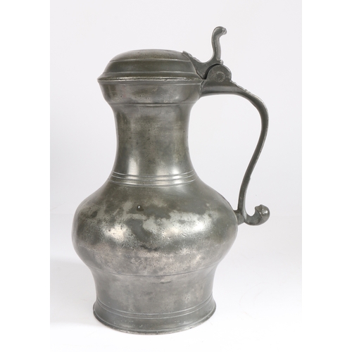 53 - A rare George I/II pewter Scots-pint lidded pot-bellied measure, Inverness, circa 1720-40

 With inc... 