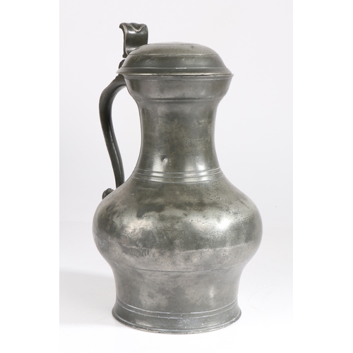 53 - A rare George I/II pewter Scots-pint lidded pot-bellied measure, Inverness, circa 1720-40

 With inc... 