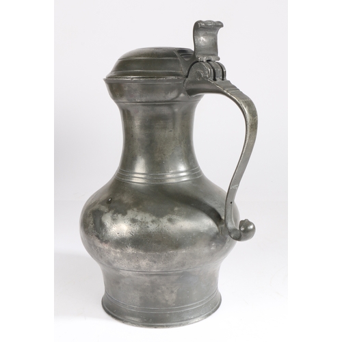 53 - A rare George I/II pewter Scots-pint lidded pot-bellied measure, Inverness, circa 1720-40

 With inc... 