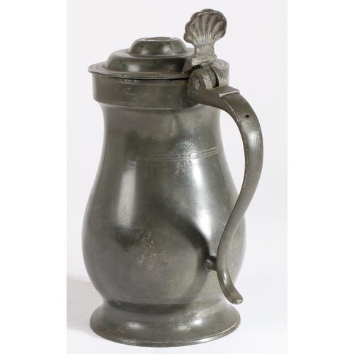 54 - A rare pewter Imperial quart double-domed lidded baluster measure, Glasgow, circa 1830

 The lid cen... 
