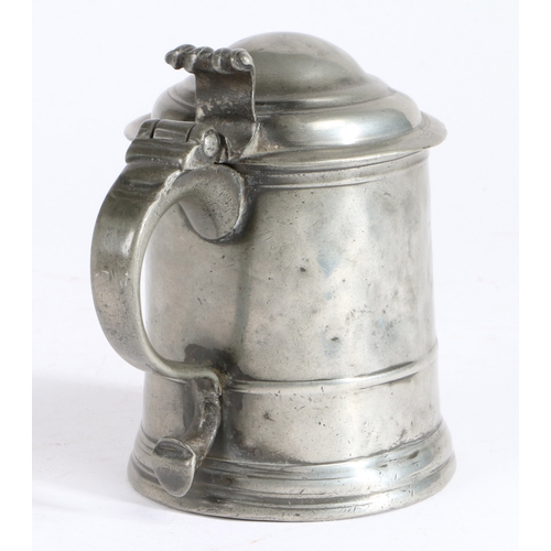 76 - A George II pewter OEAS pint dome-lidded straight-sided tankard, Bristol, circa 1730

 Having a drum... 