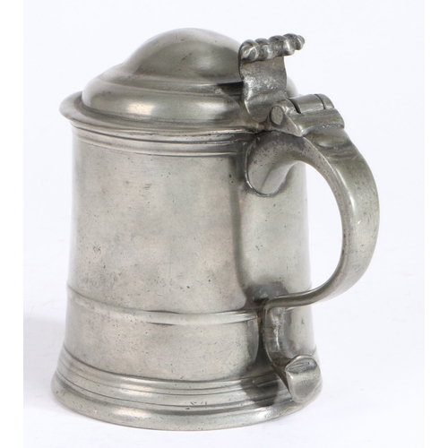 76 - A George II pewter OEAS pint dome-lidded straight-sided tankard, Bristol, circa 1730

 Having a drum... 