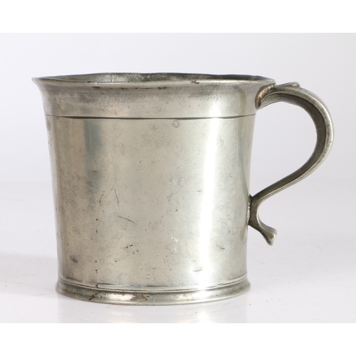 92 - A George II pewter OEAS three-quarter pint (third quart) straight-sided mug, North country, circa 17... 