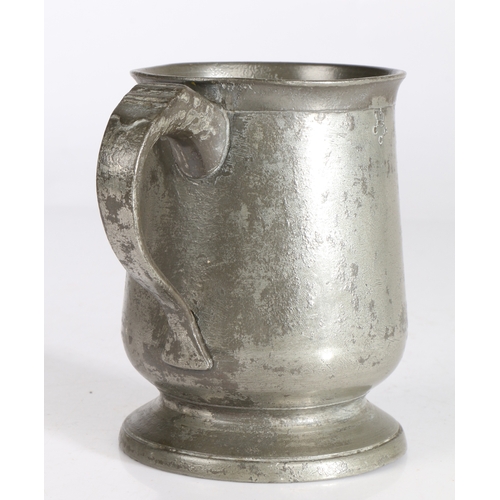 95 - A Victorian pewter third-quart tulip-shaped mug, Bristol, circa 1880

 Touchmark inside base of Geor... 