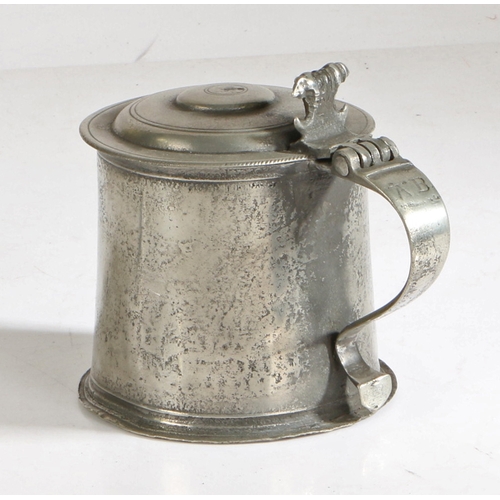 96 - A rare Charles II pewter double-dome flat-lid tankard, circa 1660

 The highly unusual stepped dome ... 