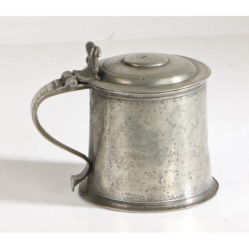 96 - A rare Charles II pewter double-dome flat-lid tankard, circa 1660

 The highly unusual stepped dome ... 