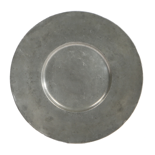 139 - A 17th century pewter broad-rim plate, French

 With plain rim, the rear with the touchmark of Jonas... 
