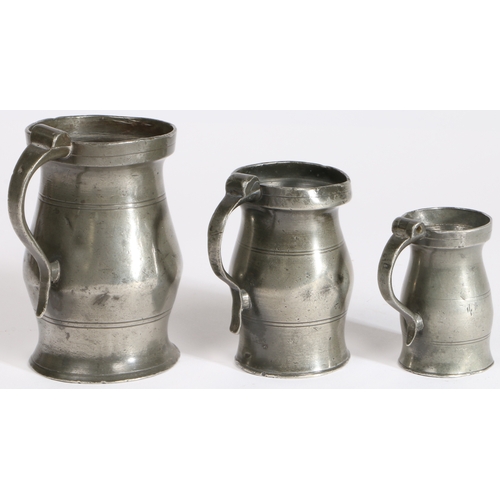 145 - Two Victorian pewter Imperial lidless baluster measures, Aberdeen, circa 1840

 To include a half-pi... 
