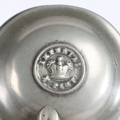 152 - A 19th century pewter Imperial half-pint domed-lidded baluster measure, Glasgow, circa 1840

 With c... 