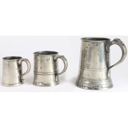 153 - A George III pewter OEAS half-pint mug, Bristol, circa 1780

 With plain body, tongued hollow handle... 